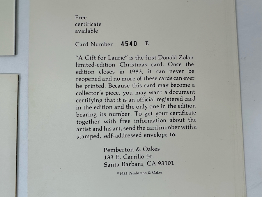 Donald Zolan (1937-2009, American) Seven Hand Signed Limited Edition Christmas Cards [Photo 28]