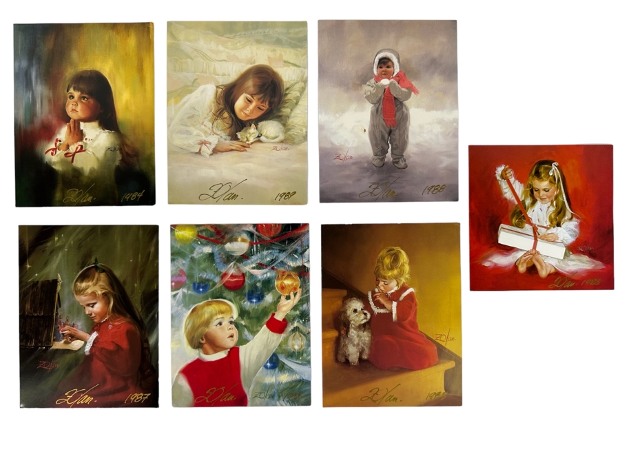 Donald Zolan (1937-2009, American) Seven Hand Signed Limited Edition Christmas Cards