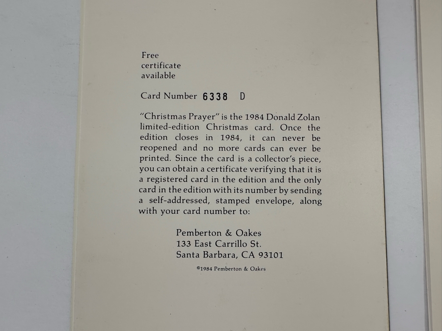 Donald Zolan (1937-2009, American) Seven Hand Signed Limited Edition Christmas Cards [Photo 22]