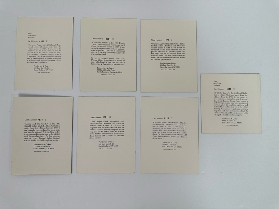 Donald Zolan (1937-2009, American) Seven Hand Signed Limited Edition Christmas Cards [Photo 21]