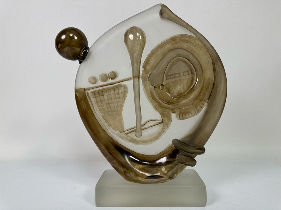 Ion Tamaian (B. 1954, Romania) Signed Abstract Art Glass Sculpture 12.5W X 3D X 14H [Photo 4]