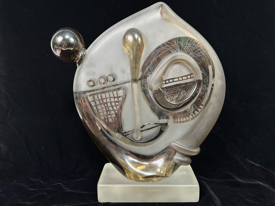 Ion Tamaian (B. 1954, Romania) Signed Abstract Art Glass Sculpture 12.5W X 3D X 14H [Photo 2]