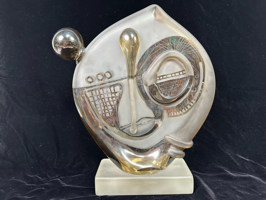 Ion Tamaian (B. 1954, Romania) Signed Abstract Art Glass Sculpture 12.5W X 3D X 14H [Photo 9]