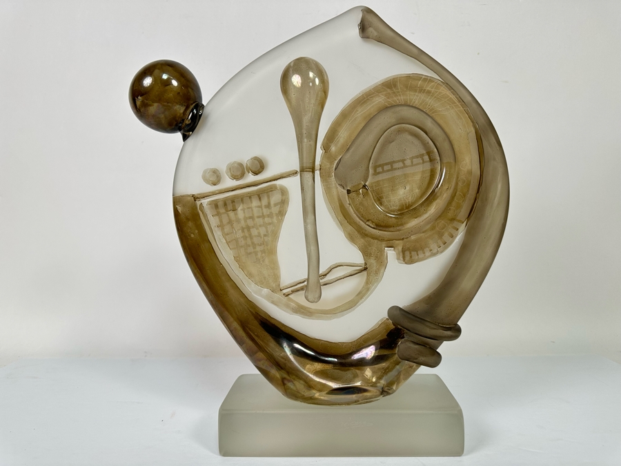 Ion Tamaian (B. 1954, Romania) Signed Abstract Art Glass Sculpture 12.5W X 3D X 14H [Photo 3]