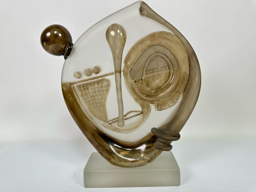 Ion Tamaian (B. 1954, Romania) Signed Abstract Art Glass Sculpture 12.5W X 3D X 14H [Photo 14]