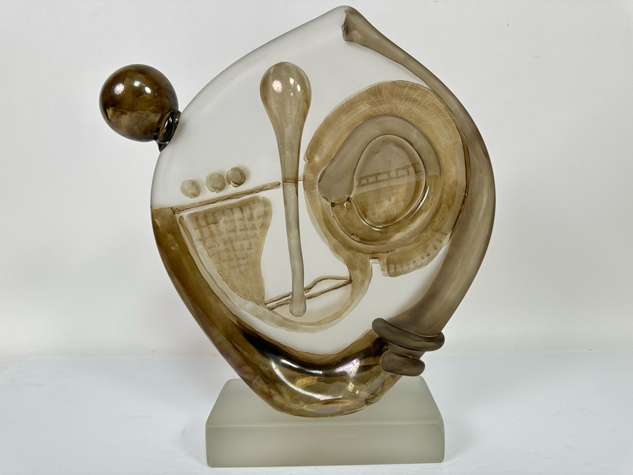 Ion Tamaian (B. 1954, Romania) Signed Abstract Art Glass Sculpture 12.5W X 3D X 14H [Photo 15]