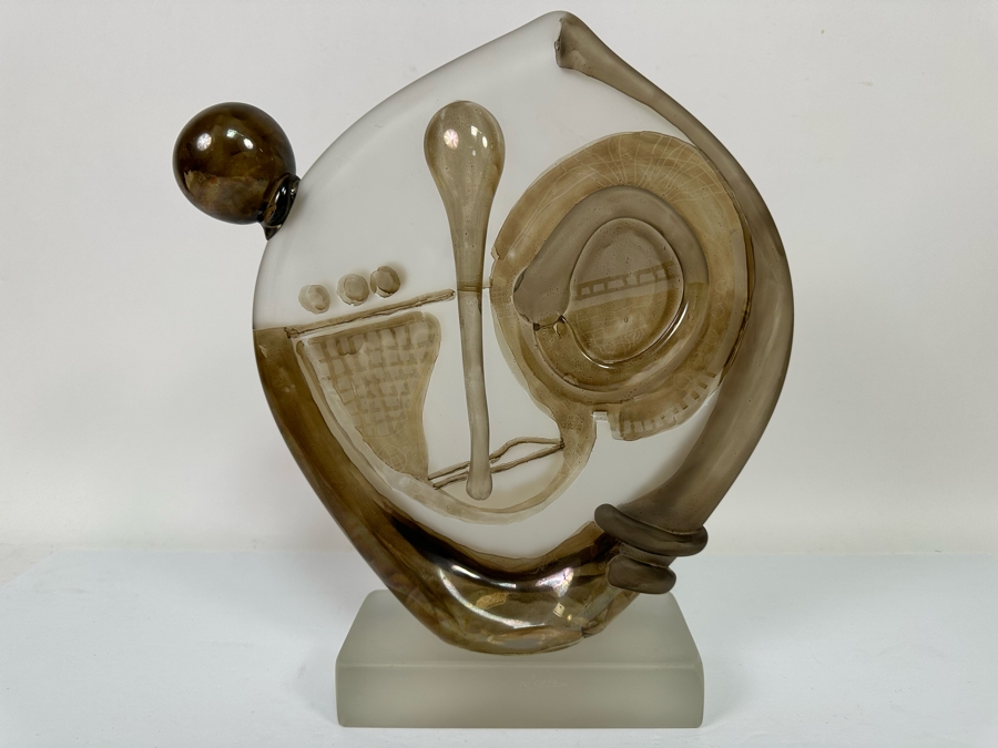 Ion Tamaian (B. 1954, Romania) Signed Abstract Art Glass Sculpture 12.5W X 3D X 14H [Photo 12]