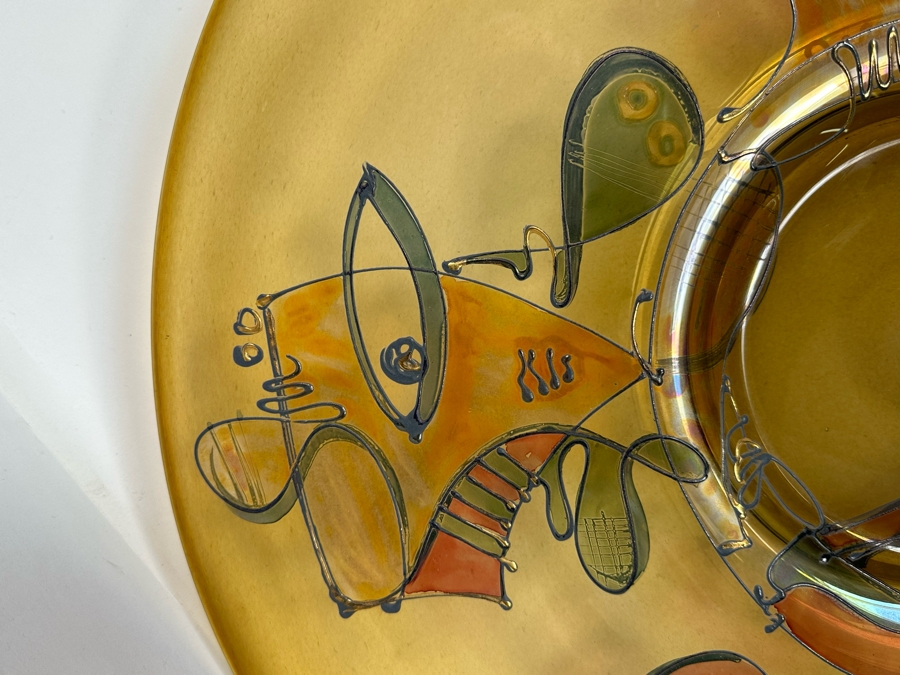 Ion Tamaian (B. 1954, Romania) Signed Abstract Art Glass 23.5R X 1.25H [Photo 9]