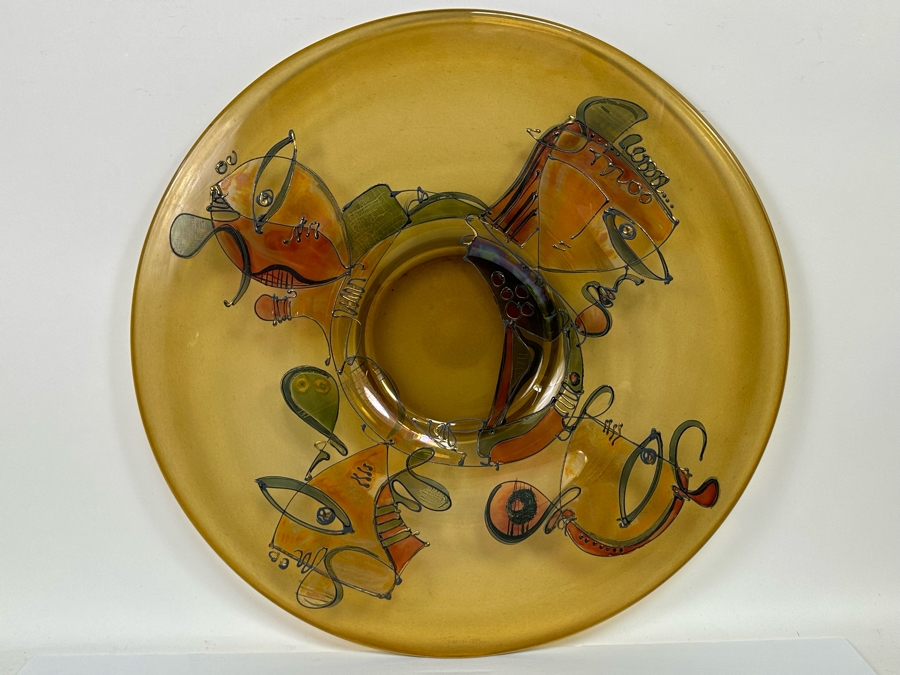 Ion Tamaian (B. 1954, Romania) Signed Abstract Art Glass 23.5R X 1.25H [Photo 18]