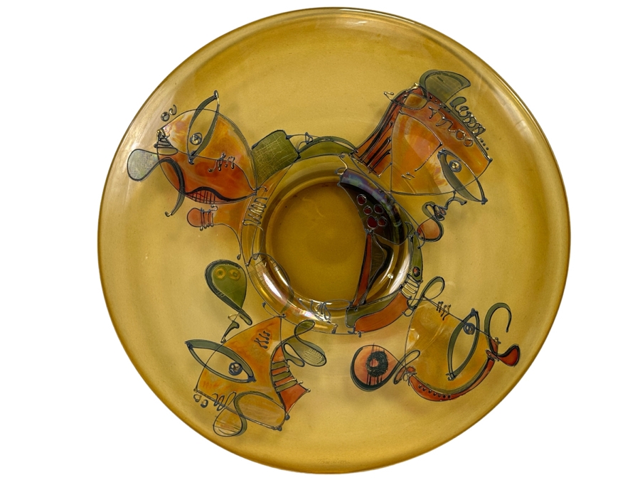 Ion Tamaian (B. 1954, Romania) Signed Abstract Art Glass 23.5R X 1.25H [Photo 1]
