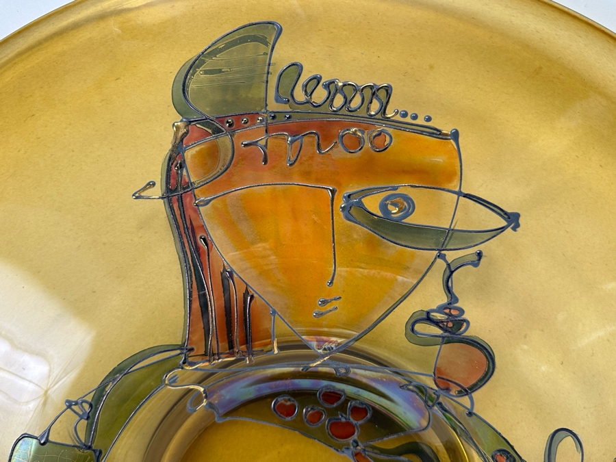 Ion Tamaian (B. 1954, Romania) Signed Abstract Art Glass 23.5R X 1.25H [Photo 10]