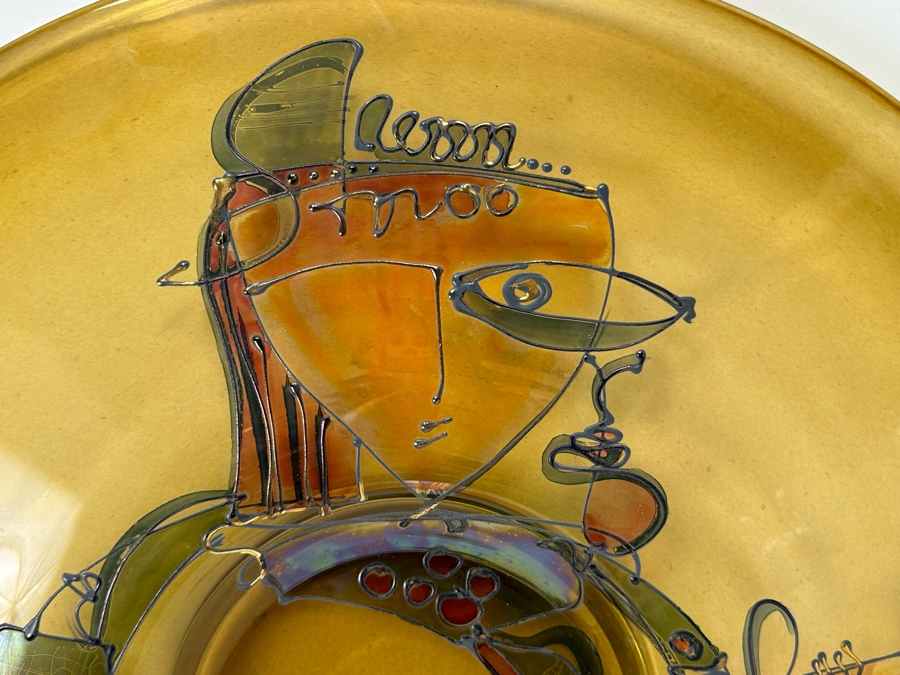 Ion Tamaian (B. 1954, Romania) Signed Abstract Art Glass 23.5R X 1.25H [Photo 19]