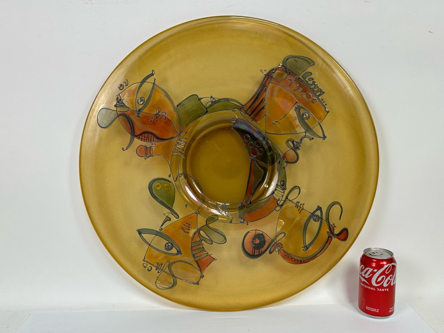 Ion Tamaian (B. 1954, Romania) Signed Abstract Art Glass 23.5R X 1.25H [Photo 20]