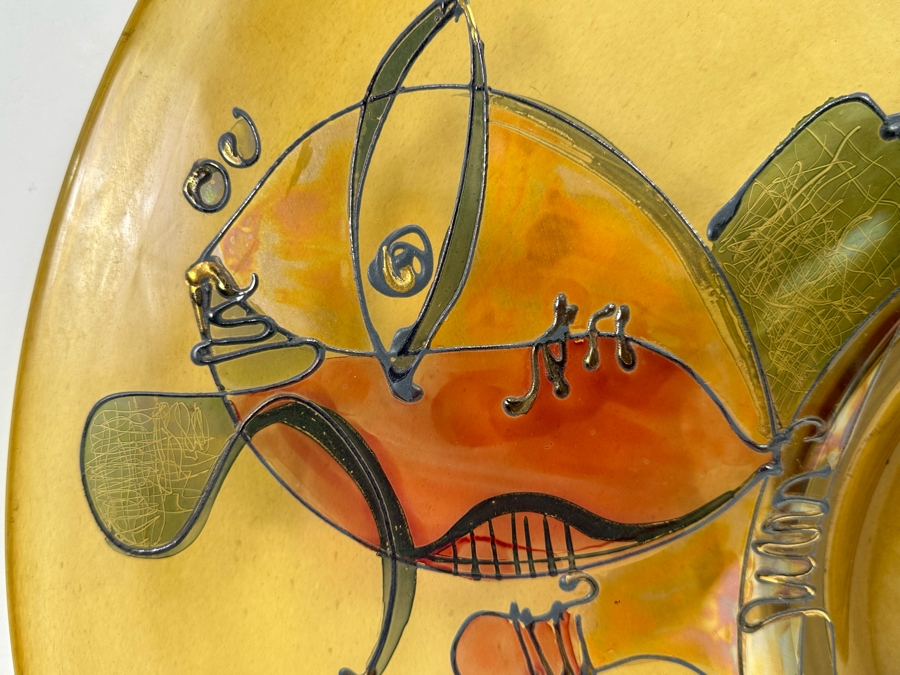 Ion Tamaian (B. 1954, Romania) Signed Abstract Art Glass 23.5R X 1.25H [Photo 7]