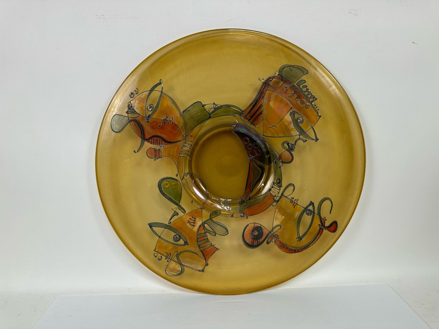 Ion Tamaian (B. 1954, Romania) Signed Abstract Art Glass 23.5R X 1.25H [Photo 16]