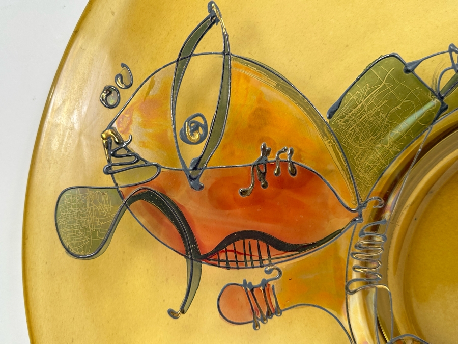 Ion Tamaian (B. 1954, Romania) Signed Abstract Art Glass 23.5R X 1.25H [Photo 8]