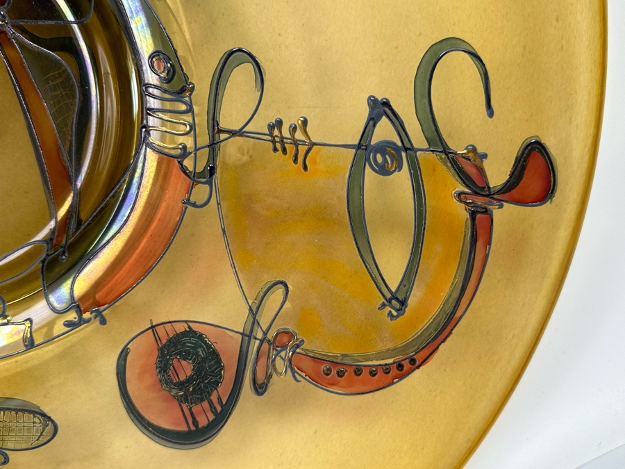 Ion Tamaian (B. 1954, Romania) Signed Abstract Art Glass 23.5R X 1.25H [Photo 11]