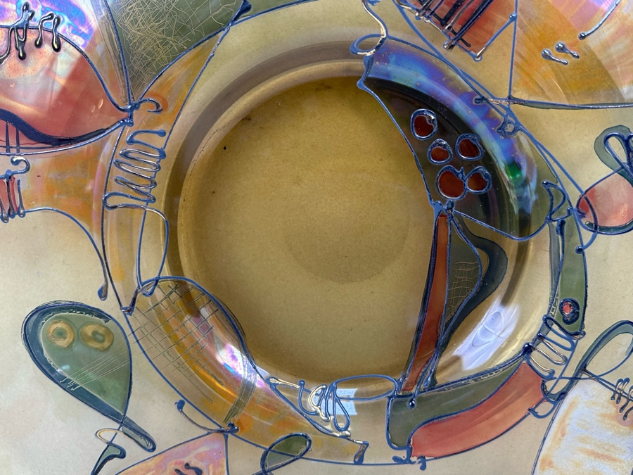 Ion Tamaian (B. 1954, Romania) Signed Abstract Art Glass 23.5R X 1.25H [Photo 12]