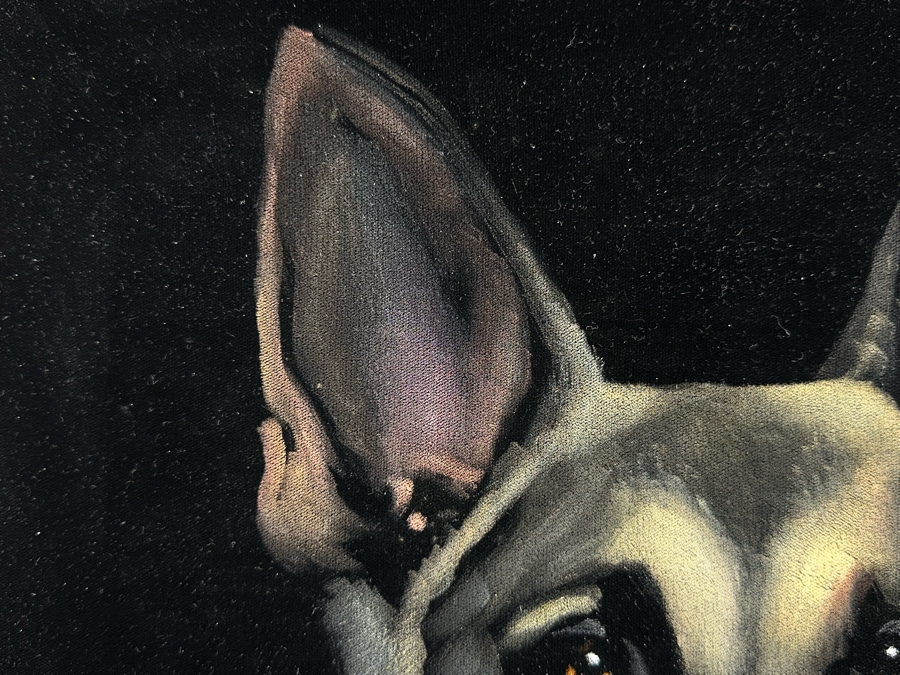 Ralph B. Baker Original Oil Painting On Black Velvet Of A German Shepherd Dog 18 X 24 Framed 25.5 X 32 Dated 1969 [Photo 13]