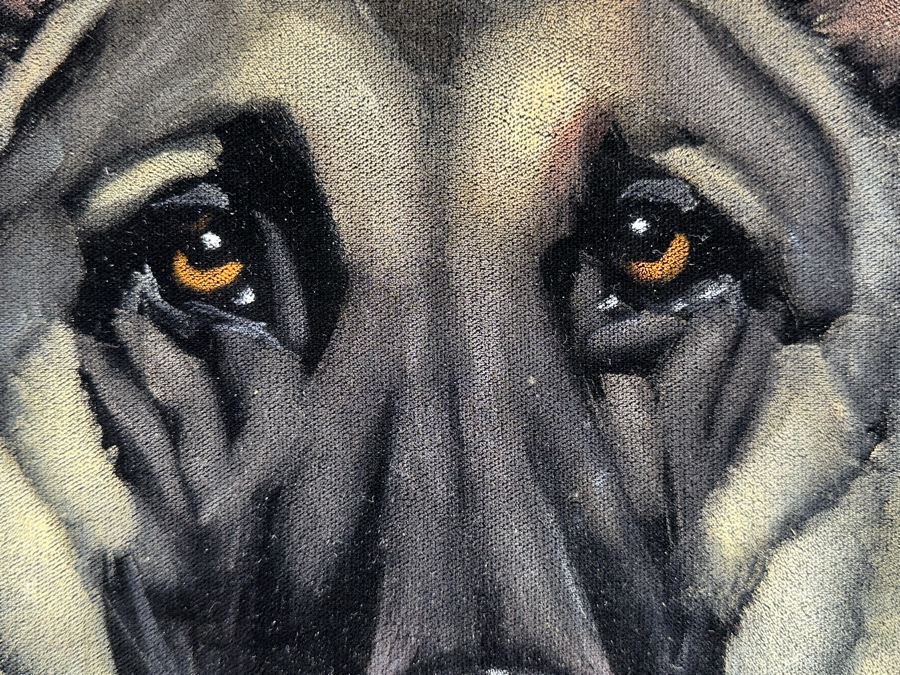 Ralph B. Baker Original Oil Painting On Black Velvet Of A German Shepherd Dog 18 X 24 Framed 25.5 X 32 Dated 1969 [Photo 11]