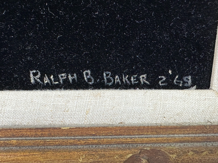 Ralph B. Baker Original Oil Painting On Black Velvet Of A German Shepherd Dog 18 X 24 Framed 25.5 X 32 Dated 1969 [Photo 14]