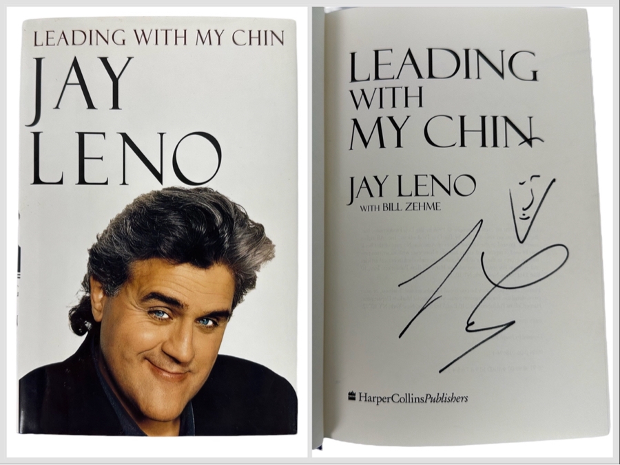 Signed First Edition Hardcover Book Leading With My Chin Signed By Jay Leno 1996 [Photo 1]