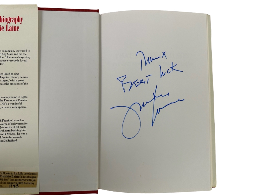 Signed First Edition Hardcover Book That Lucky Old Son: The Autobiography Of Frankie Laine Signed By Frankie Laine [Photo 2]