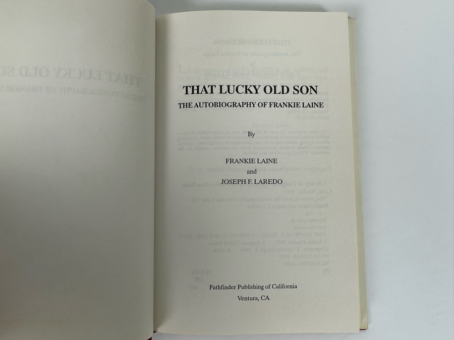 Signed First Edition Hardcover Book That Lucky Old Son: The Autobiography Of Frankie Laine Signed By Frankie Laine [Photo 7]