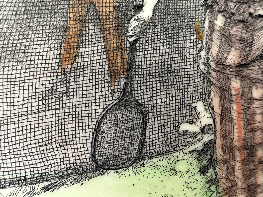 Edwin Austin Abbey (1852-1911, American) Vintage Tennis Match Color Printed On Celluloid 8 X 10 Framed Signed In Plate E. A. Abbey / 1887 [Photo 9]