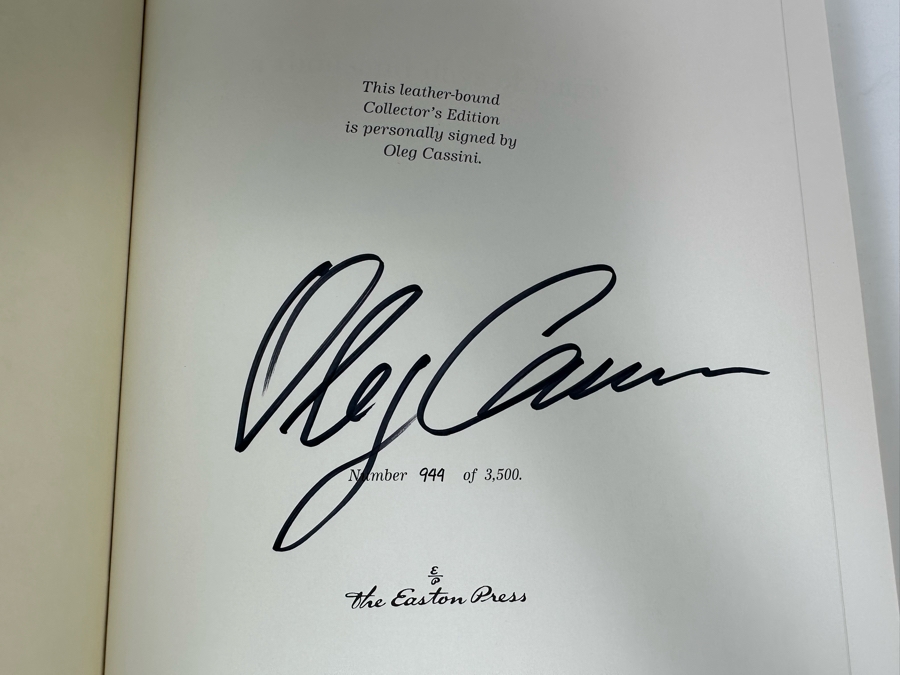 Signed Limited First Edition Leather-Bound Easton Press Hardcover Book A Thousand Days Of Magic Dressing Jacqueline Kennedy For The White House Signed By Oleg Cassini Numbered 944 Of 3,500 [Photo 9]