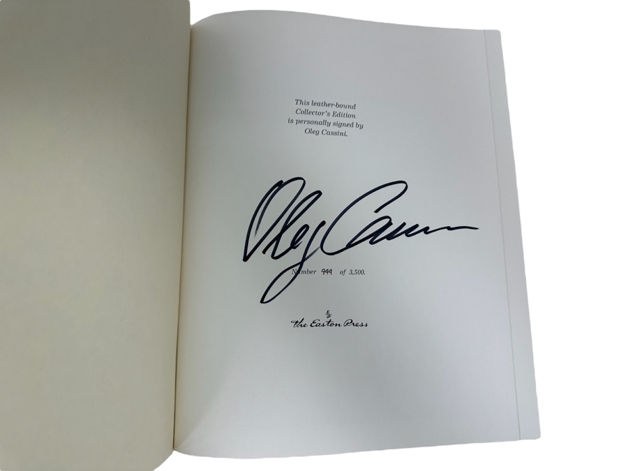 Signed Limited First Edition Leather-Bound Easton Press Hardcover Book A Thousand Days Of Magic Dressing Jacqueline Kennedy For The White House Signed By Oleg Cassini Numbered 944 Of 3,500 [Photo 2]