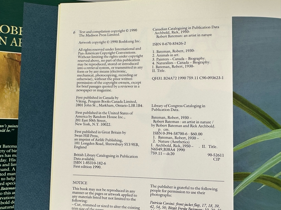 Robert Bateman Signed First Edition Hardcover Book 1990 An Artist In Nature [Photo 10]