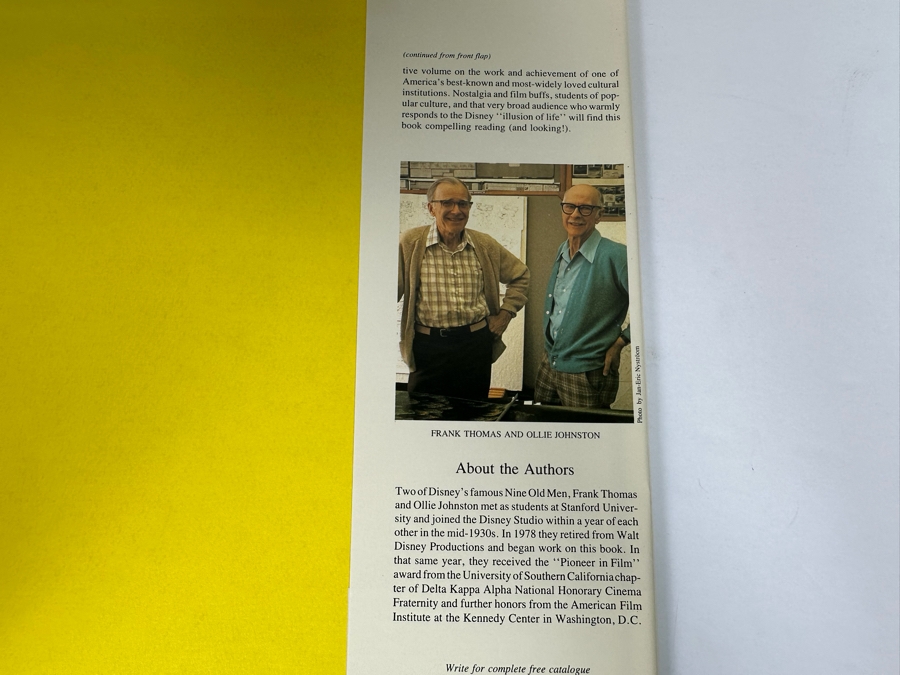 Signed Special First Edition Hardcover Book With Slipcover Disney Animation: The Illusion Of Life Signed By Frank Thomas And Ollie Johnston And Contains Original Film Footage From A Classic Disney Feature 1981 [Photo 41]