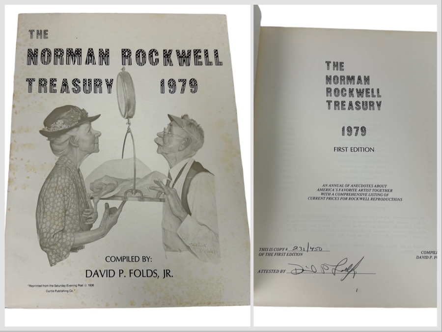 Signed Limited First Edition Book The Norman Rockwell Treasury 1979 Signed By David P. Folds [Photo 1]