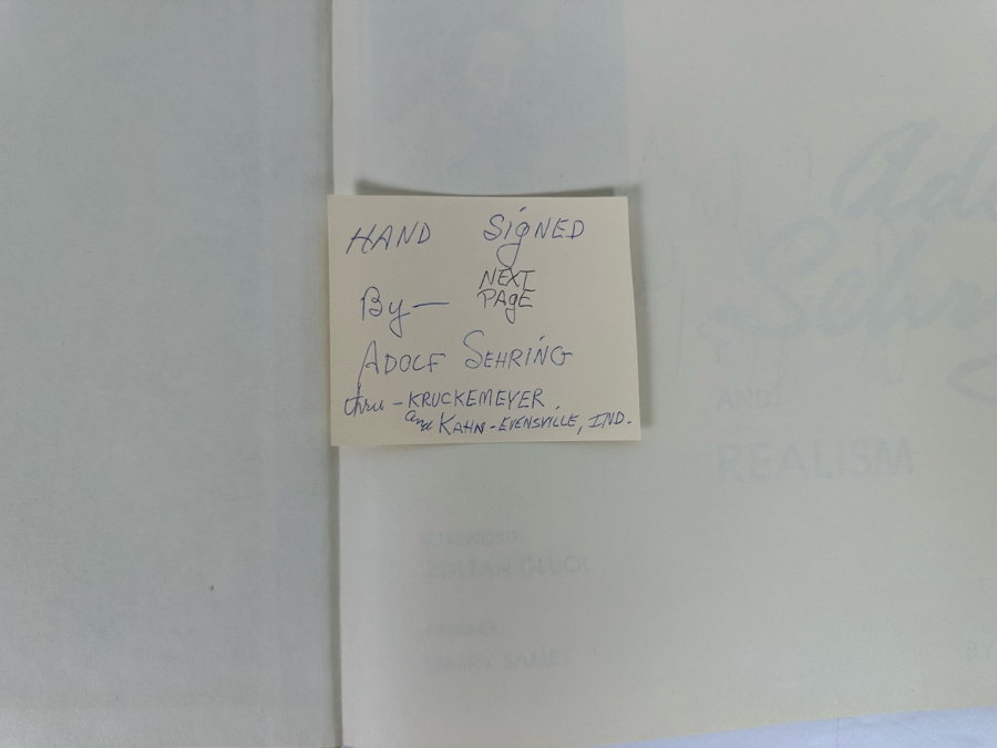 Signed First Edition Hardcover Book Adolf Sehring And Realism 1977 Signed By Adolf Sehring [Photo 6]