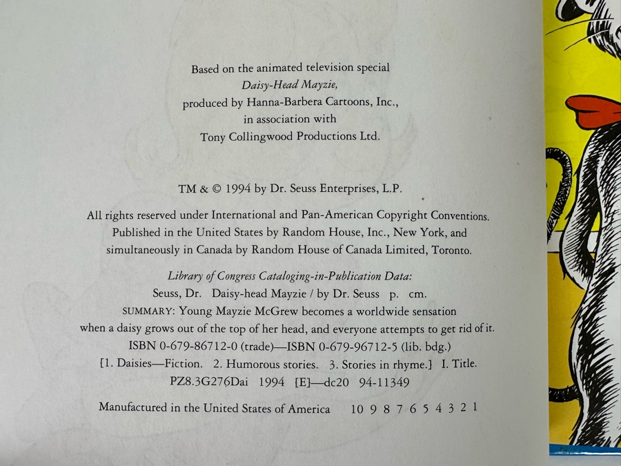 First Edition Hardcover Book Daisy-Head Mayzie By Dr. Seuss [Photo 5]