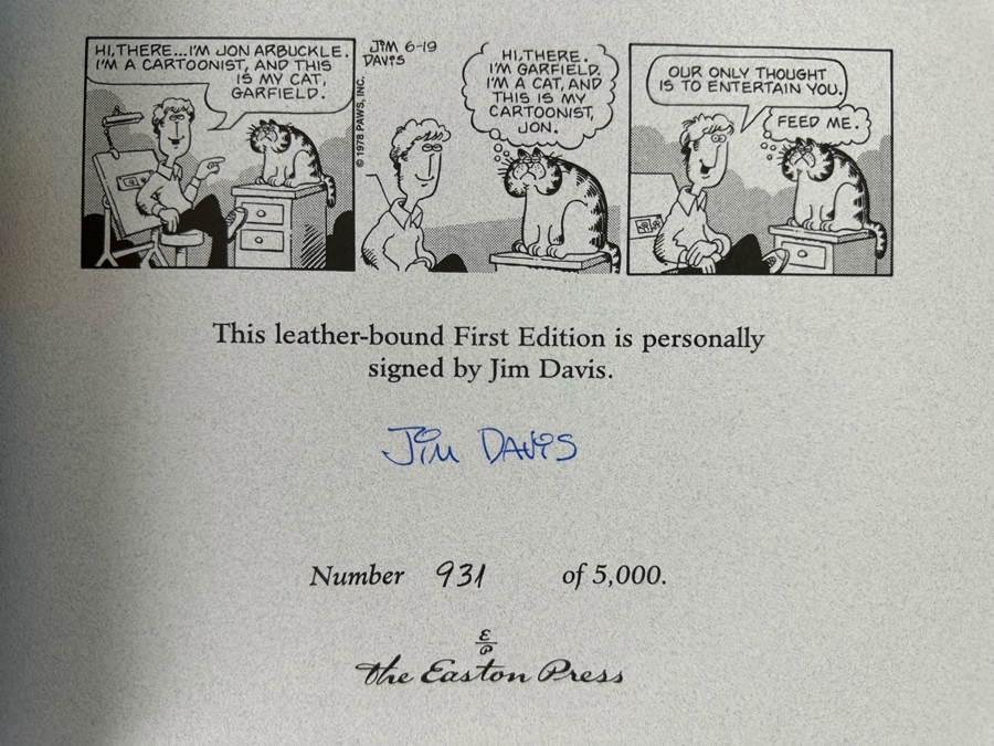Signed Limited First Edition Hardcover Easton Press Book Garfields Twentieth Anniversary Collection Signed By Jim Davis Numbered 931 Of 5,000 [Photo 10]