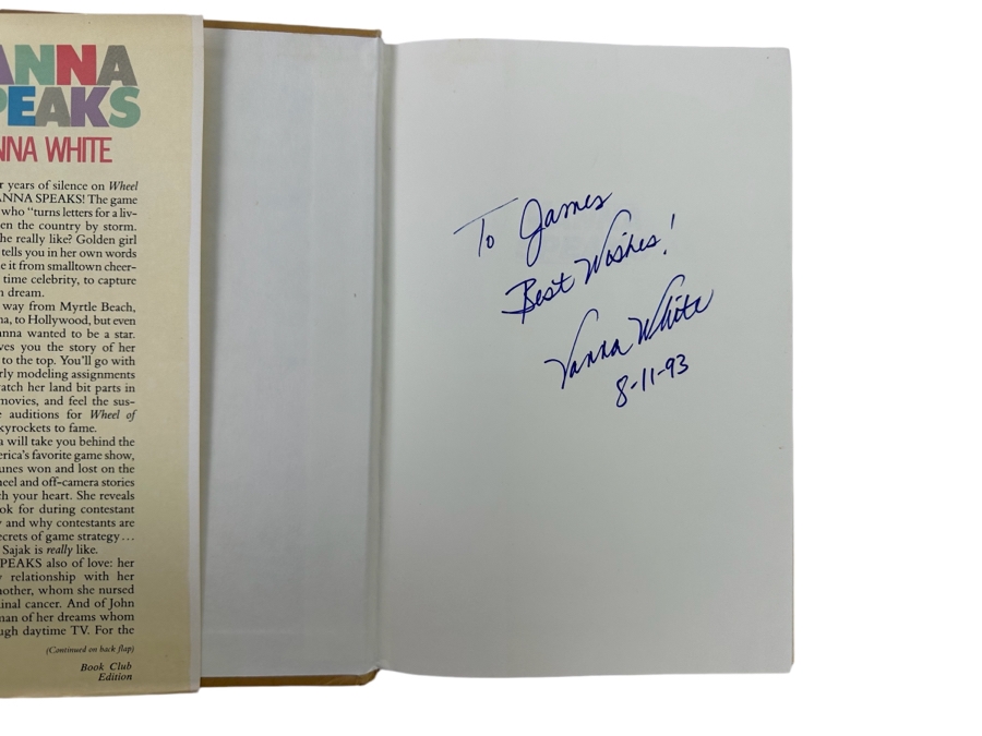 Signed First Edition Hardcover Book Vanna Speaks Signed By Vanna White [Photo 2]