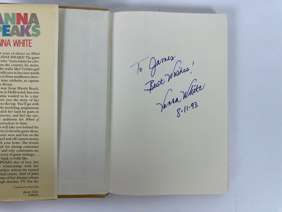 Signed First Edition Hardcover Book Vanna Speaks Signed By Vanna White [Photo 5]