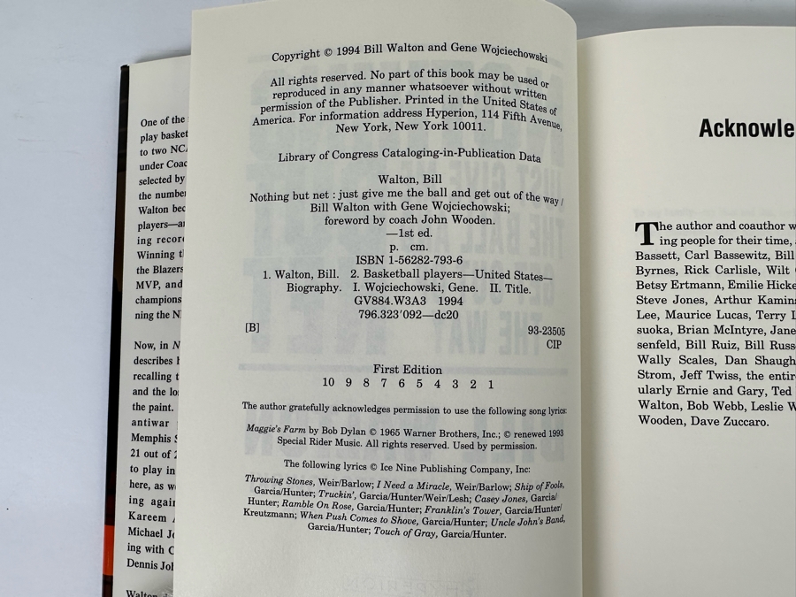 Signed First Edition Hardcover Book Nothing But Net Signed By Will Walton [Photo 9]