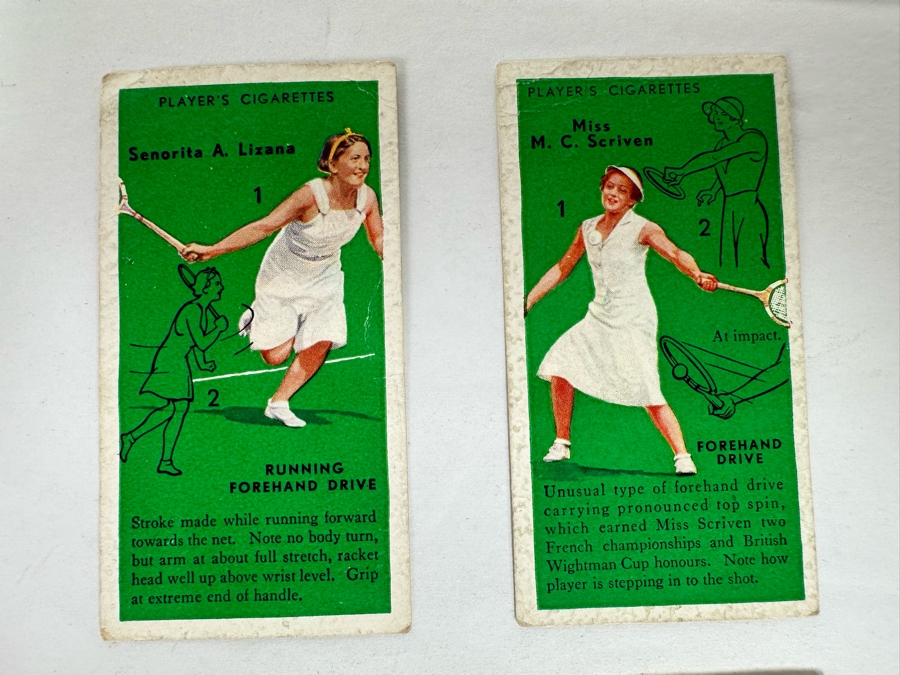 Four Vintage John Player & Sons British Imperial Tobacco Co Tennis Cigarette Cards [Photo 3]