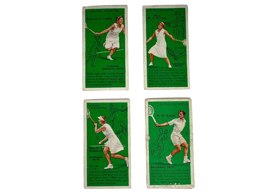 Four Vintage John Player & Sons British Imperial Tobacco Co Tennis Cigarette Cards [Photo 1]