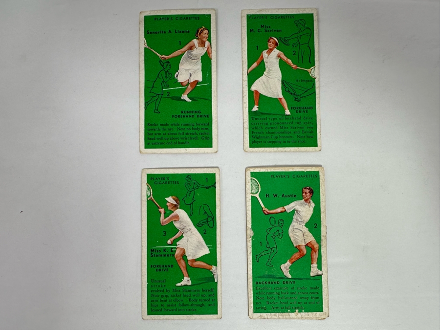 Four Vintage John Player & Sons British Imperial Tobacco Co Tennis Cigarette Cards [Photo 2]