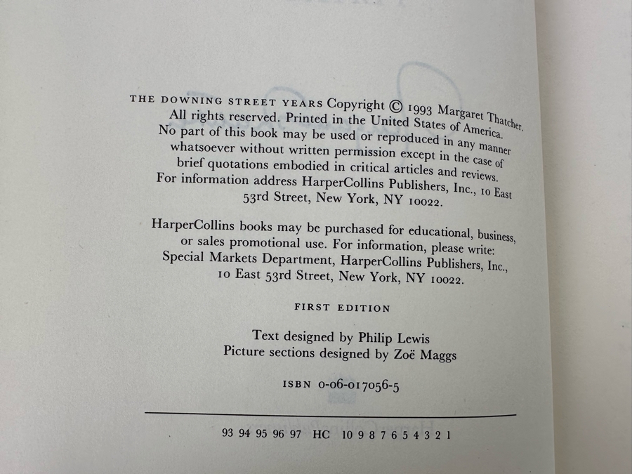 Signed First Edition Hardcover Book The Downing Street Years Signed By Margaret Thatcher [Photo 7]