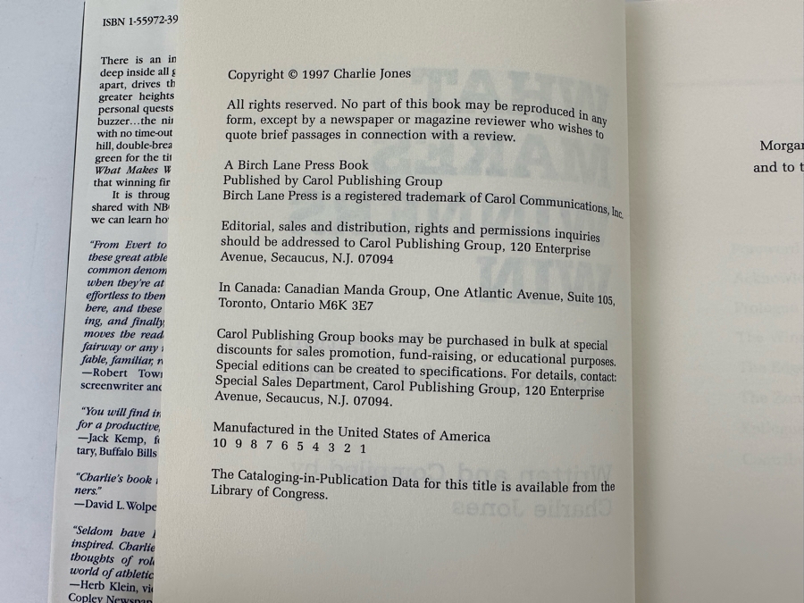 Signed First Edition Book What Makes Winners Win Signed By Charlie Jones 1997 [Photo 9]