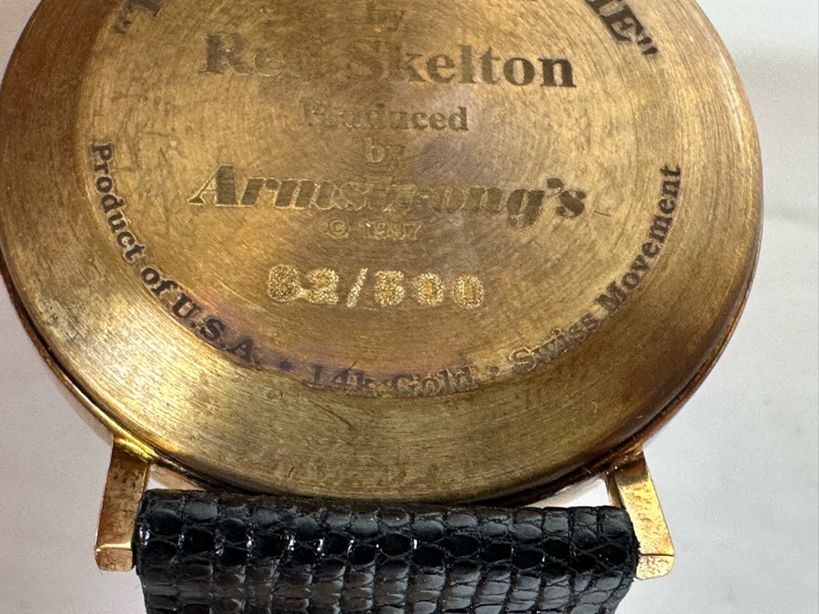 14K Gold Hand Personally Signed By Red Skelton Limited Edition 'Time For Freddie' Wrist Watch With Original Box Numbered 52 Of 500 With Signed Red Skelton Certificate Of Authenticity [Photo 14]