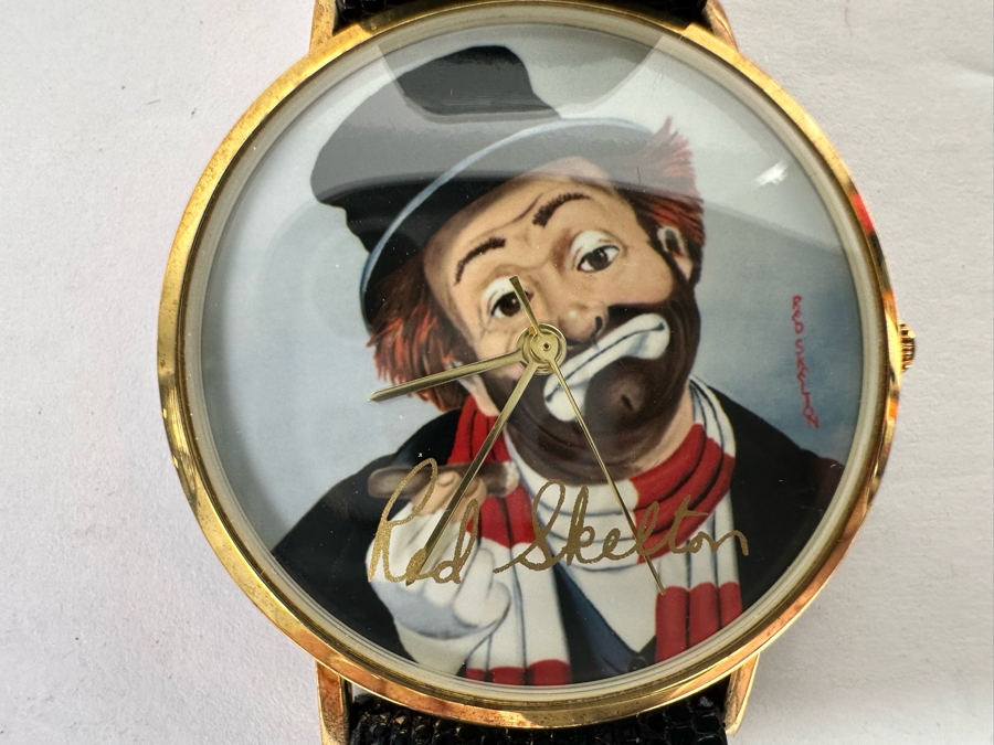 14K Gold Hand Personally Signed By Red Skelton Limited Edition 'Time For Freddie' Wrist Watch With Original Box Numbered 52 Of 500 With Signed Red Skelton Certificate Of Authenticity [Photo 20]
