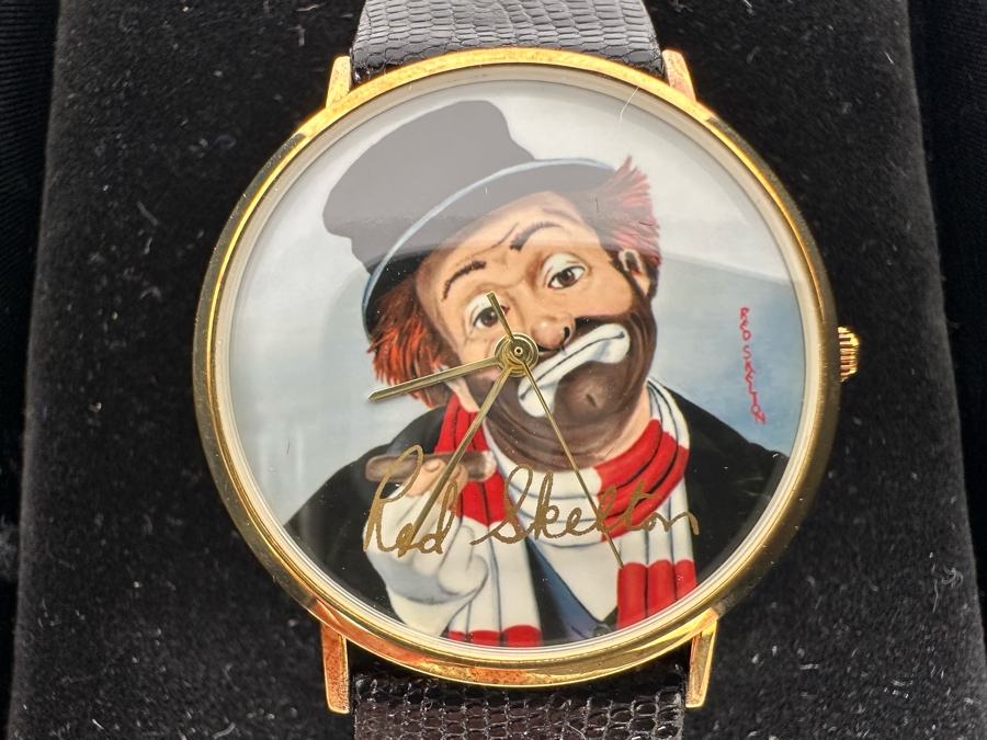 14K Gold Hand Personally Signed By Red Skelton Limited Edition 'Time For Freddie' Wrist Watch With Original Box Numbered 52 Of 500 With Signed Red Skelton Certificate Of Authenticity [Photo 10]