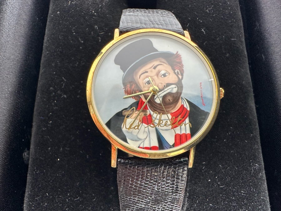 14K Gold Hand Personally Signed By Red Skelton Limited Edition 'Time For Freddie' Wrist Watch With Original Box Numbered 52 Of 500 With Signed Red Skelton Certificate Of Authenticity [Photo 26]