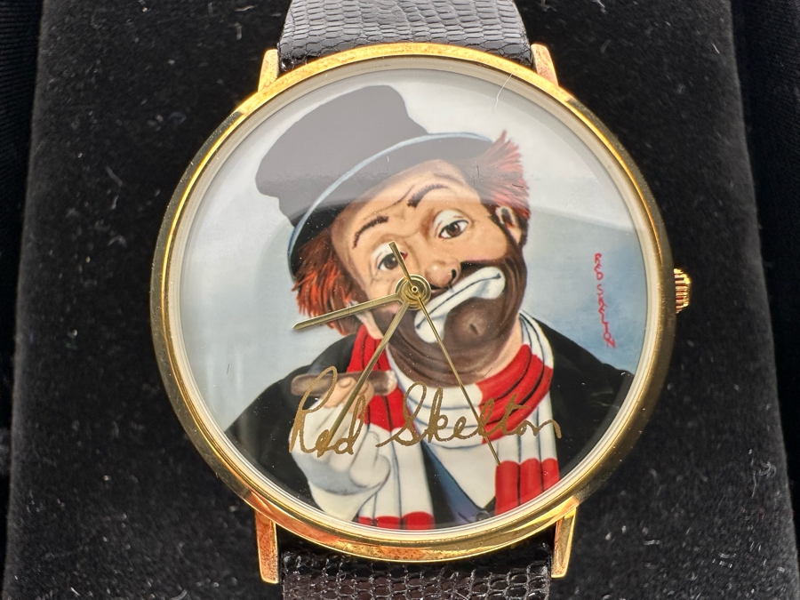 14K Gold Hand Personally Signed By Red Skelton Limited Edition 'Time For Freddie' Wrist Watch With Original Box Numbered 52 Of 500 With Signed Red Skelton Certificate Of Authenticity [Photo 9]